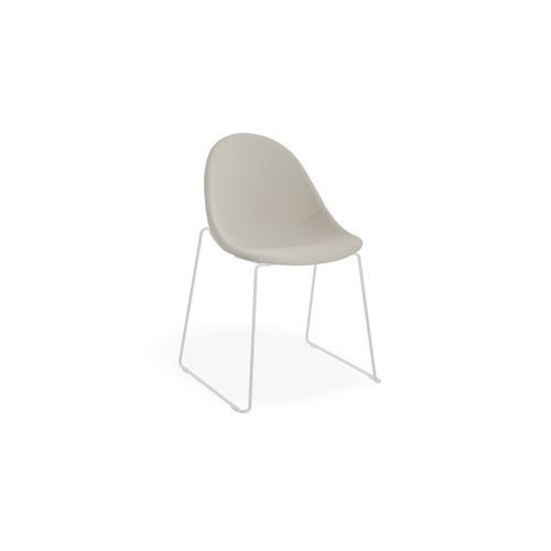 Pebble Fabric Light Grey Upholstered Chair - Swivel Base w Castors - Black
