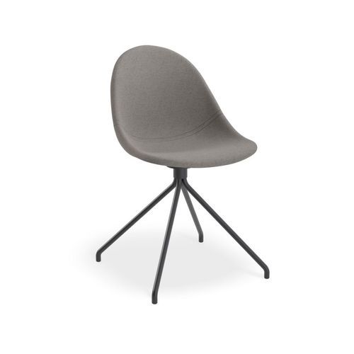 Pebble Fabric Dark Grey Upholstered Chair - Pyramid Fixed Base - Black