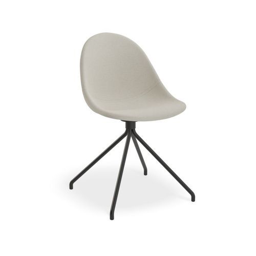 Pebble Fabric Light Grey Upholstered Chair - Pyramid Fixed Base - Black