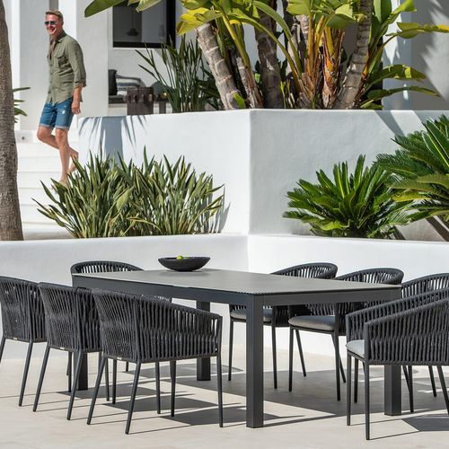Danli Ceramic Outdoor Table with 8 Gizella Chairs