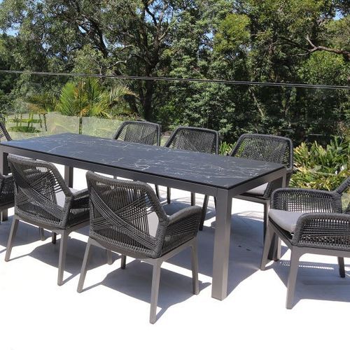 Danli Ceramic Table with Serang Chairs 9pc Outdoor