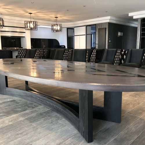 Bespoke Oak & Marble Parquetry Table