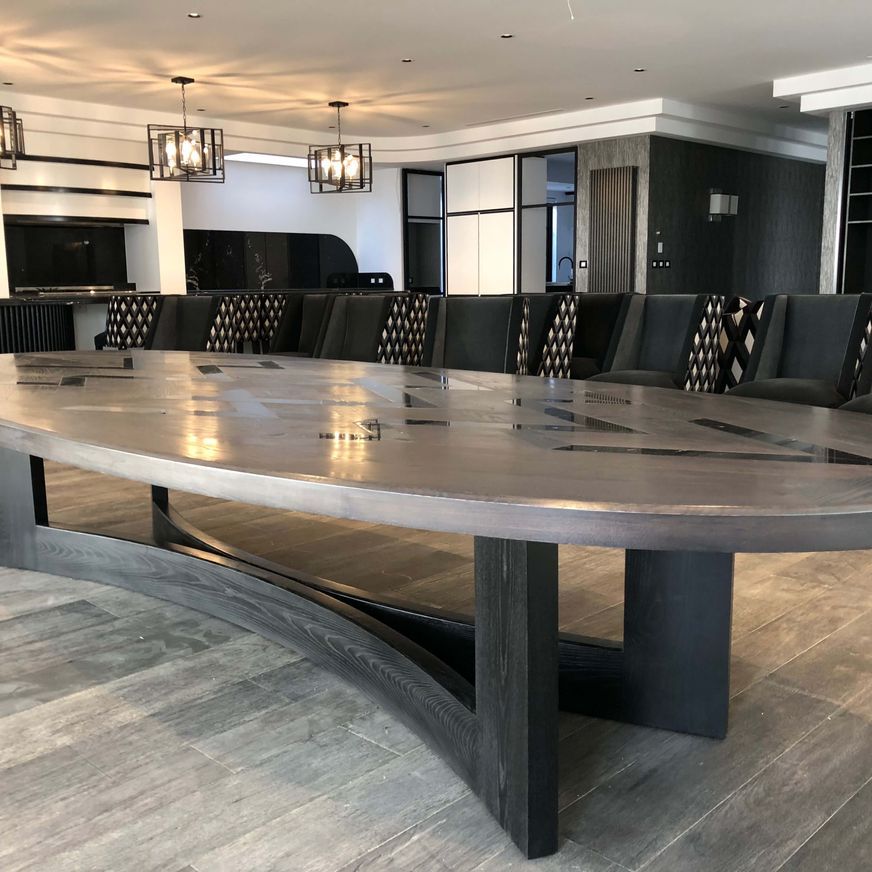 Bespoke Oak & Marble Parquetry Table