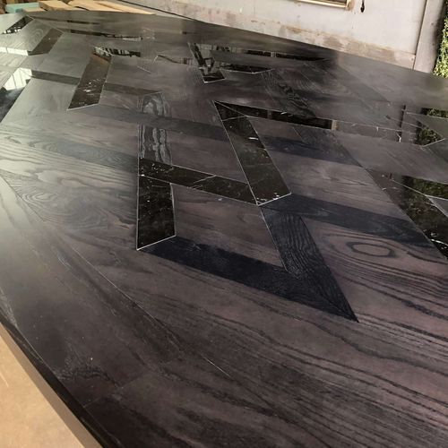 Bespoke Oak & Marble Parquetry Table