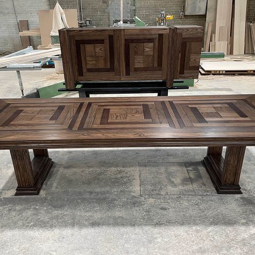 Double Pedestal Parquetry Table