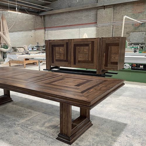 Double Pedestal Parquetry Table