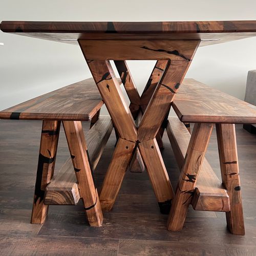 Reclaimed Macrocarpa Table Set