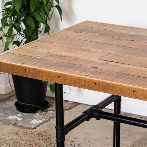 Reclaimed Kauri Table with Industrial Pipe Legs