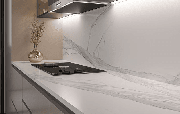 Snow White Benchtop - Full-body Patterned Matt