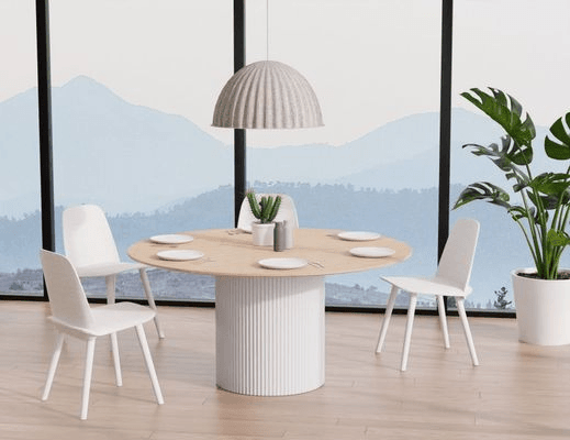 Mimi Dining Table - White - Natural - 155cm