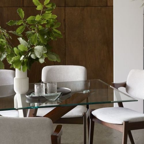 Bella Rectangle Glass Dining Table | Dark Hardwood