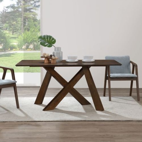Cruz 7PCE Hardwood Dining Set | Walnut | Grey Fabric