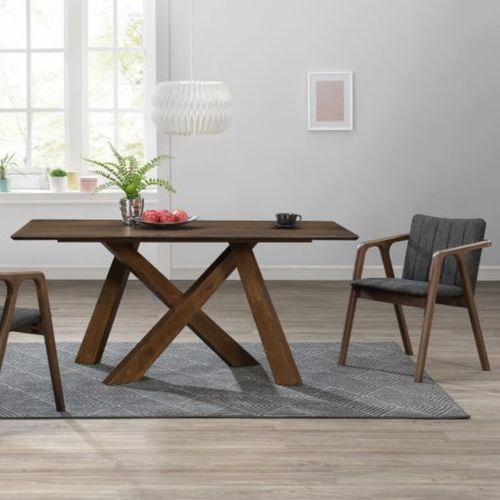 Cruz 7PCE Hardwood Dining Set | Walnut | Black Fabric
