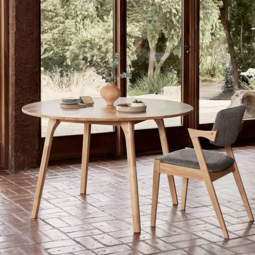 Franki 5PCE Natural Hardwood Dining Set | Black Fabric