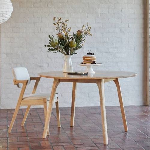 Franki 5PCE Natural Hardwood Dining Set | Beige Fabric
