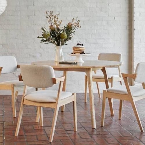 Franki 5PCE Natural Hardwood Dining Set | Beige Fabric