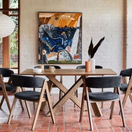 Gaudi 7PCE Hardwood Dining Set | Walnut | Black