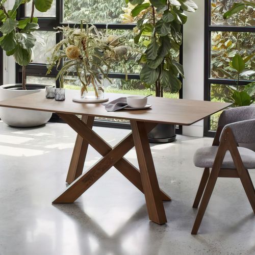 Gaudi 7PCE Hardwood Dining Set | Walnut | Grey