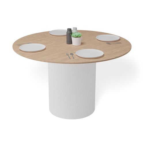 Mimi Dining Table - White - Natural - 120cm