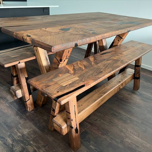 Reclaimed Macrocarpa Table Set