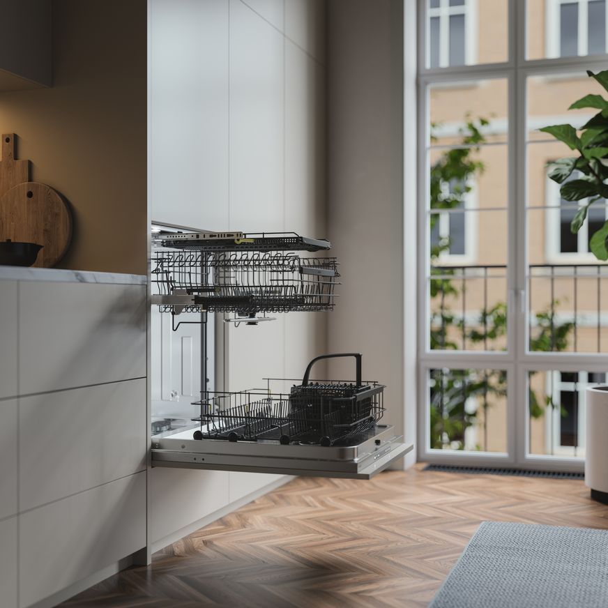 86cm XXL Dishwasher Fully Integrated with Sliding Door Style