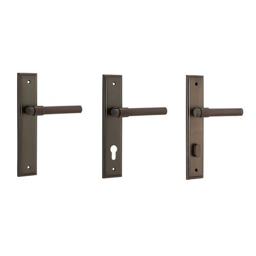 Iver Helsinki Door Lever on Stepped Backplate Signature Brass