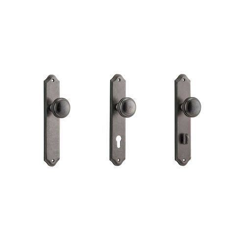 Iver Paddington Door Knob on Shouldered Backplate Distressed Nickel