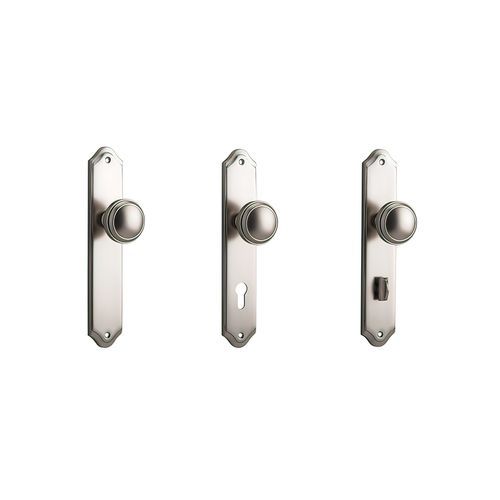 Iver Paddington Door Knob on Shouldered Backplate Satin Nickel - Customise to your needs