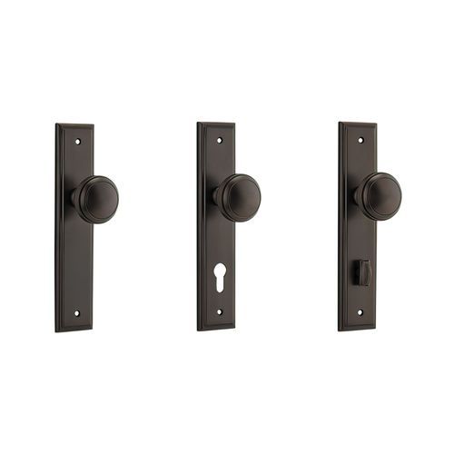 Iver Paddington Door Knob Stepped Backplate Signature Brass