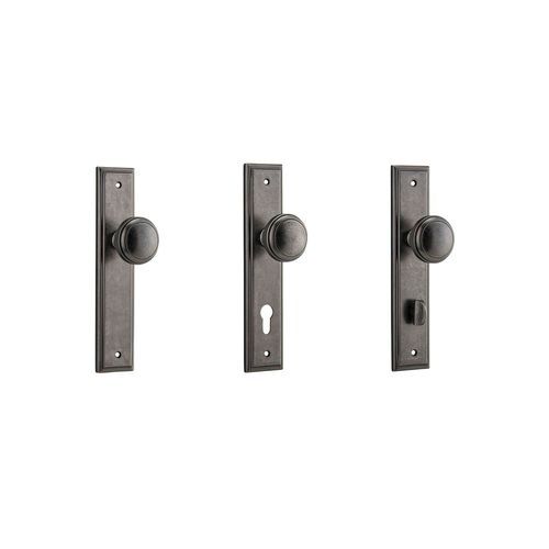 Iver Paddington Door Knob Stepped Backplate Distressed Nickel