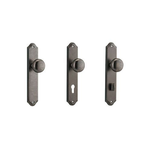 Iver Cambridge Door Knob on Shouldered Backplate Distressed Nickel