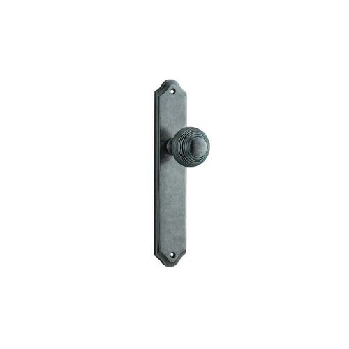 Iver Guildford Door Knob on Shouldered Backplate Distressed Nickel