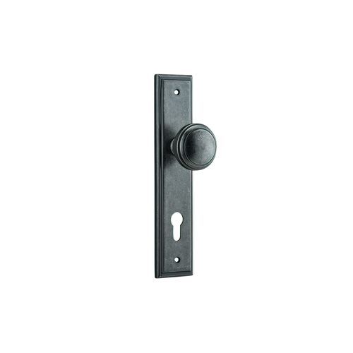 Iver Paddington Door Knob Stepped Backplate Distressed Nickel