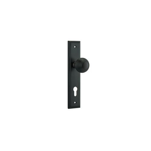 Iver Guildford Door Knob on Stepped Backplate Signature Brass