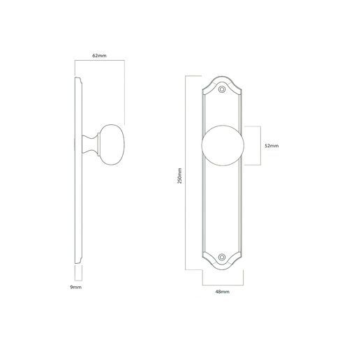 Iver Cambridge Door Knob on Shouldered Backplate Signature Brass