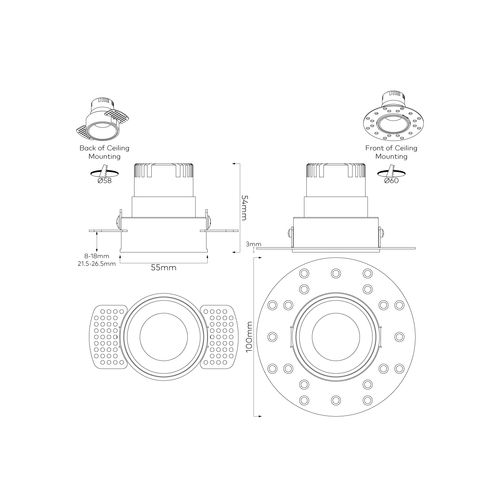 IBL Dark Round 60 Trimless Downlight