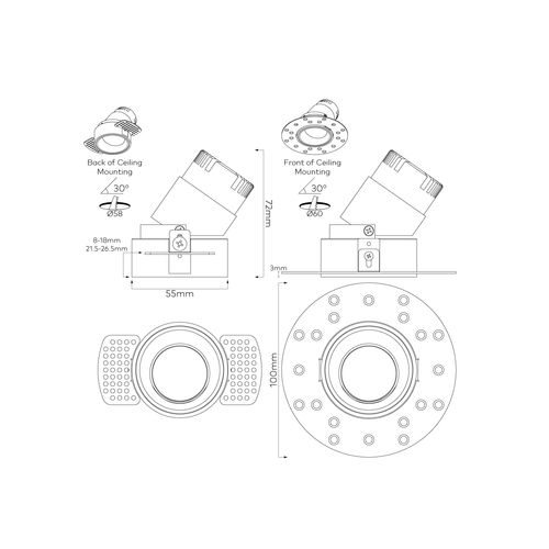 IBL Dark Round 60 Tilt Trimless Downlight
