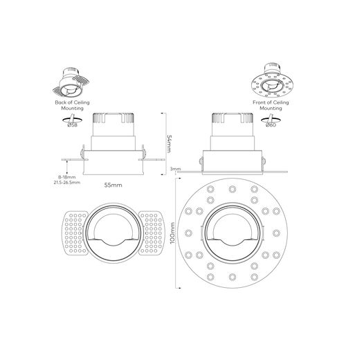 IBL Dark Round 60 Wall Wash Trimless Downlight