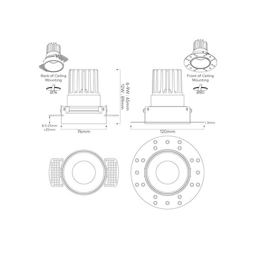 IBL Dark Round 80 Trimless Downlight