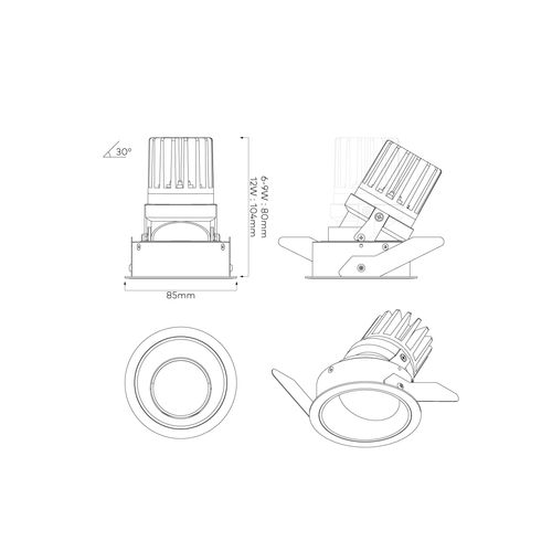 IBL Dark Round 80 Tilt Downlight