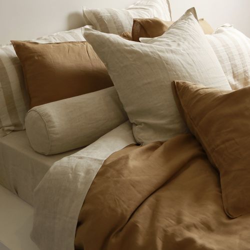 100% French Flax Linen Duvet Cover Set - Ginger