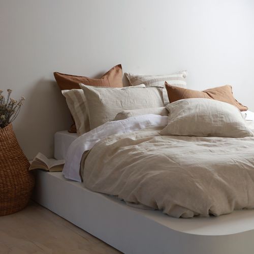 100% French Flax Linen Duvet Cover Set - Natural Oat