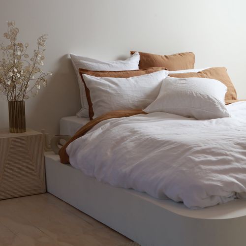 100% French Flax Linen Duvet Cover Set - White
