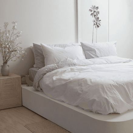 100% Stonewashed Cotton Duvet Set- White
