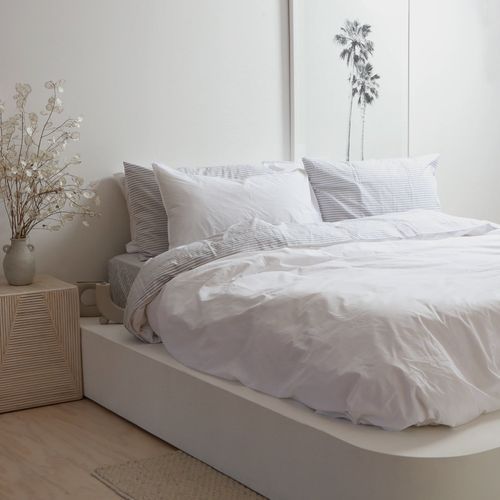 100% Stonewashed Cotton Duvet Set- White