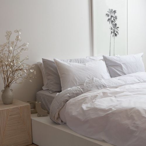 100% Stonewashed Cotton Duvet Set- White