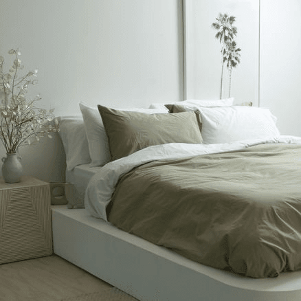 100% Stonewashed Cotton Duvet Set- Light Khaki