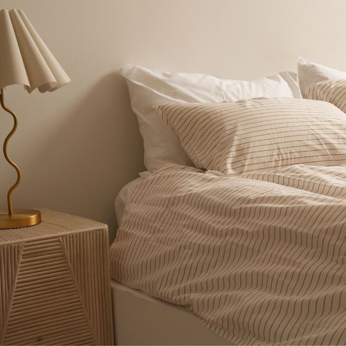 100% Stonewashed Cotton Duvet Set- Ginger Stripe