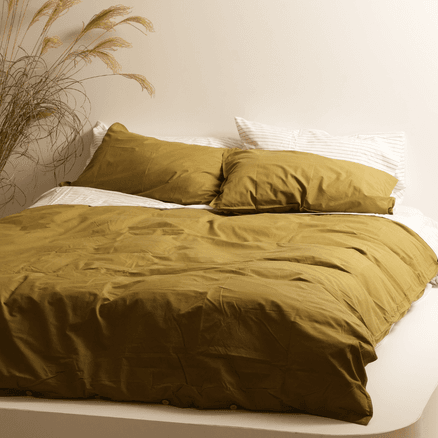 100% Stonewashed Cotton Duvet Set- Olive