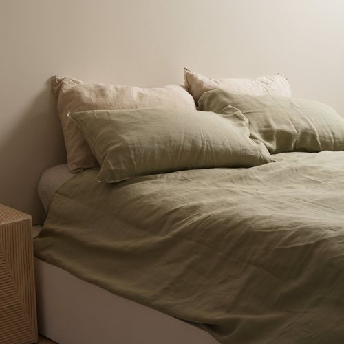100% French Flax Linen Duvet Cover Set - Sage